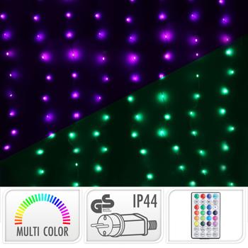 Preview: 2er-Set Bunter LED-Lichtervorhang mit 240 LEDs, RGB, IP44, 6 x 0,6 m, stimmungsvolle Beleuchtung mit einem magischen Lichtspiel für Fenster, Wände