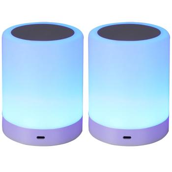 Preview: 2er-Set Akku Tischlampe - dimmbar mit Touch-Funktion - 6 Lichtfarben, kabellos, USB-C-aufladbar, 18650 Li-Ion 1200 mAh