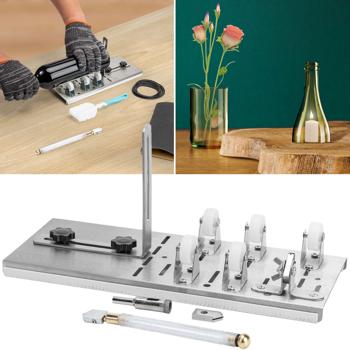 Glasschneider-Set mit Diamantschneidkopf – Flaschenschneider inkl. Sicherheitshandschuhe, Haltescheiben & Schleifpapier für Glasflaschen