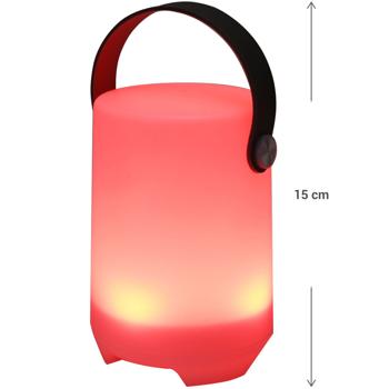 Preview: 2er-Set Akku Tischlampe mit 4 Lichtmodi - 16 RGB-Farben & Weiss - IP44 für Innen & Aussen - Dimmbar, Fernbedienung, 3.5h Leuchtdauer, USB-Kabel