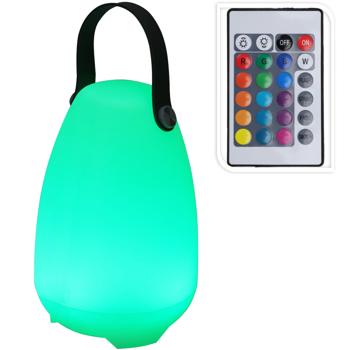 Preview: Ambiente-Wunder: Akku-Tischlaterne mit 16 RGB-Farben & Weiss, 20cm – 4 Modi, Fernbedienung, IP44 – Für atmosphärische Beleuchtung