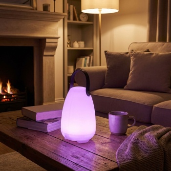 Preview: 2er-Set Akku Tischlampe mit 4 Lichtmodi - 16 RGB-Farben & Weisslicht - IP44 wetterfest, dimmbar, USB-aufladbar, inkl. Fernbedienung - Ø 14x20.5 cm