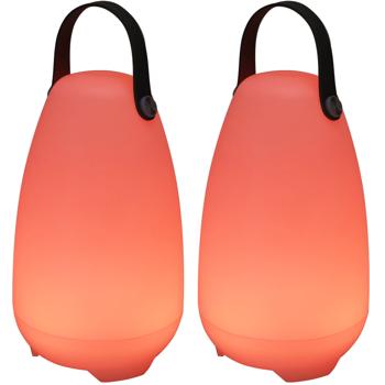 2er-Set Kabellose Design-Lampe - Akku-Tischlampe, 26cm: 4 Lichtmodi weiss + 16 RGB-Farben, IP44, wetterfest - Ihr flexibler Lichtakzent