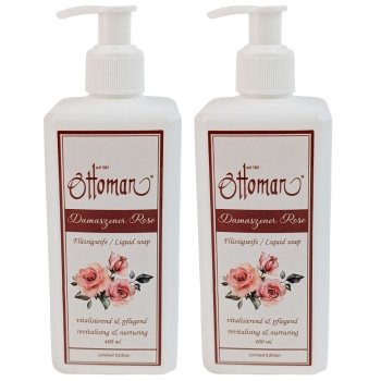 Preview: 2er-Set Rose Flüssigseife 400ml - Sanfte & hygienische Handreinigung - Milde Pflege für sensible Haut mit harmonisierendem Rosenduft