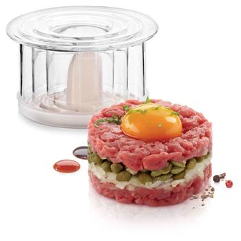 Preview: Dessert- & Speiseringe Set, 3 Stück, rund - Mit Stampfer, Deckel & integrierter Skala - Robust, stapelbar & spülmaschinengeeignet für Schichtsalate & Desserts