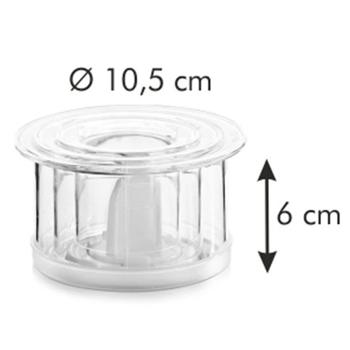 Preview: Dessert- & Speiseringe Set, 3 Stück, rund - Mit Stampfer, Deckel & integrierter Skala - Robust, stapelbar & spülmaschinengeeignet für Schichtsalate & Desserts