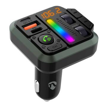 Preview: Bluetooth 5.3 FM-Transmitter mit Freisprecheinrichtung, LED-Licht & 20W Schnellladung – Musik, Anrufe & Aufladen im Auto