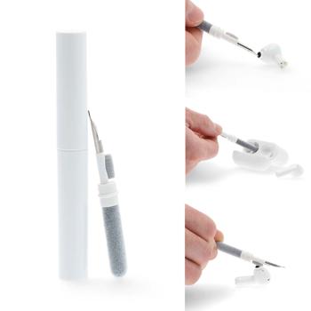 Reinigungsstift für In-Ear Kopfhörer - 3-in-1 Reinigungsset mit Spitze, Bürste, Schwamm - Hygienisch für AirPods, Tastaturen & Mobilgeräte - Weiss