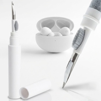Preview: Reinigungsstift für In-Ear Kopfhörer - 3-in-1 Reinigungsset mit Spitze, Bürste, Schwamm - Hygienisch für AirPods, Tastaturen & Mobilgeräte - Weiss