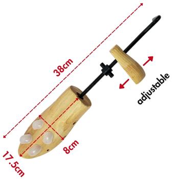 Preview: 2-Wege Schuhspanner aus Zedernholz für Herrenschuhe - Dehnt Länge & Breite - Druckpunkt-Entlastung 12 Löcher, 10 Stöpsel - 100% Echtholz