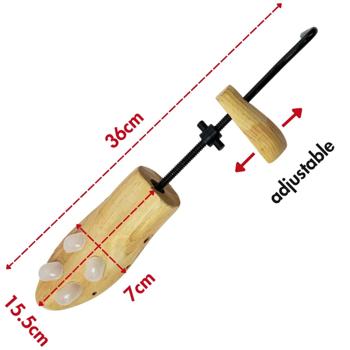 Preview: 2-Wege Schuhspanner aus Zedernholz für Damenschuhe - Dehnt sanft in Länge & Breite - Druckpunkt-Entlastung mit 12 Löchern & 10 Stöpseln