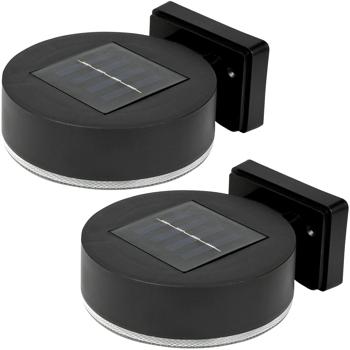 2er-Set Solar-Wandleuchte rund schwarz - Warmweisses SMD Licht - IP44 Spritzwasserschutz - 600mAh Solarmodul - 1x AA Ni-MH 1.2V Batterie