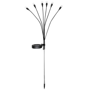 Preview: LED Solar-Gartenleuchte Glühwürmchen mit 6 Armen, bewegliche LEDs, rostfreier Stahl, IP44, Erdspiess, schwarz, für zauberhafte Lichteffekte