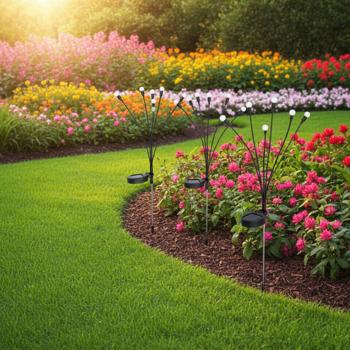 Preview: LED Solar-Gartenleuchte Glühwürmchen mit 6 Armen, bewegliche LEDs, rostfreier Stahl, IP44, Erdspiess, schwarz, für zauberhafte Lichteffekte