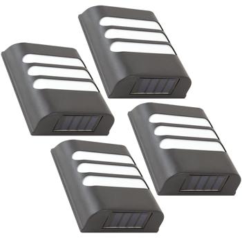 4er-Set Solar Wandlampe - Effektive Abschreckung & verbesserte Sicht im Aussenbereich - 8h Leuchtdauer, IP44, warmweisses Licht