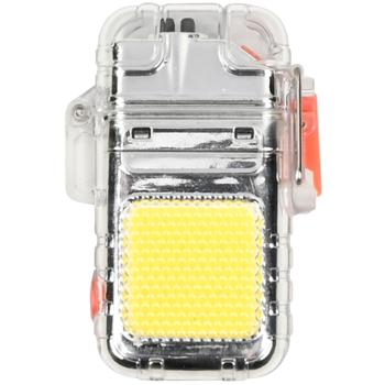 Preview: Elektrisches Feuerzeug mit integrierter COB-LED-Taschenlampe - USB-C wiederaufladbar, transparentes Design - 300 mAh Akku, sicher & umweltfreundlich