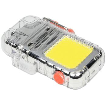 Preview: Elektrisches Feuerzeug mit integrierter COB-LED-Taschenlampe - USB-C wiederaufladbar, transparentes Design - 300 mAh Akku, sicher & umweltfreundlich