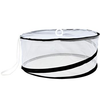 Insekten-Abdeckhaube rund - faltbar für Lebensmittel, Kuchen & Obstschutz - Ø 37x15.5 cm - Weiss/Schwarz - hygienisch & platzsparend