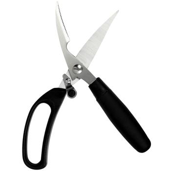 Preview: Geflügelschere Edelstahl - Müheloses Schneiden von Geflügel, Fleisch, Gelenken & dünnen Knochen - Schwarz-Silber, ergonomisch, spülmaschinenfest & robust