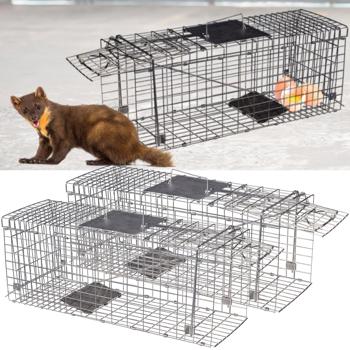 2er-Set Robuste Marder Lebendfalle (66x26x23cm) aus Metall – Mit Tragegriff & Beissschutz – Sicherer Fang ohne Verletzungen für Mensch und Tier