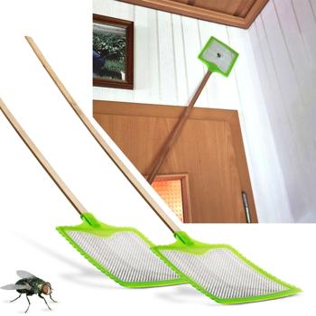 2er-Set XL Fliegenklatsche mit Bambus-Stab – 75 cm extra lang für mühelose Insektenbekämpfung von Mücken & Motten – hygienisch & robust
