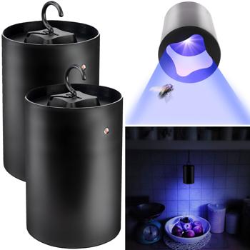 2er-Set UV Insekten-Klebefalle - batteriebetrieben mit UV-LED & Dämmerungssensor - für Mücken, Fruchtfliegen - 20qm Reichweite - Zuhause & Camping