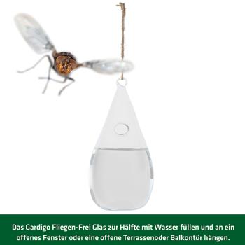 Preview: Insektenabwehr Glas in Tropfenform - Humaner Schutz vor Fliegen & Wespen ohne Gifte/Strom - Dekorativ, für Fenster & Türen, 10x20cm