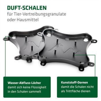 Preview: Dornengitter mit Duftschalen 6er Set - effektiver Schutz für Beete, Garten & Motorraum vor Katzen, Hunden, Mardern, Schnecken - 50x15x3 cm Bodengitter