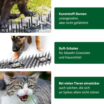 Preview: Dornengitter mit Duftschalen 6er Set - effektiver Schutz für Beete, Garten & Motorraum vor Katzen, Hunden, Mardern, Schnecken - 50x15x3 cm Bodengitter