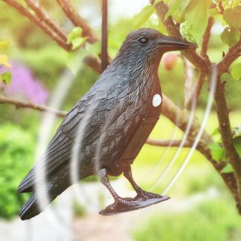 Preview: Realistische Vogelabwehr Krähe mit Sound: Batteriebetriebener Raben Vogelschreck für effektive Vogelabwehr. Natürliche Krähengeräusche zur Abschreckung