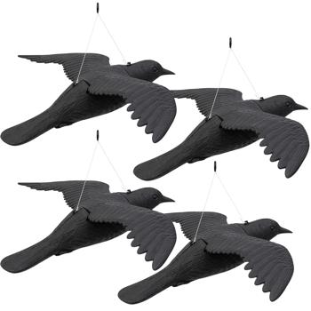 Preview: 4er-Set Vogelabwehr Falke - Realistische Vogelscheuche mit 59 cm Flügelspannweite - Schützt Beete, Balkone & Ernte vor Tauben, Spatzen, Möwen