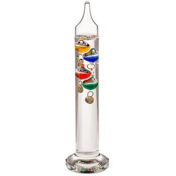 Galileo Glas-Thermometer 18cm - Dekoratives Standthermometer für Temperaturanzeige - Hochwertiges Design aus Glas & Metall