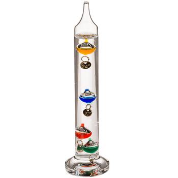 Preview: Galileo Glas-Thermometer 18cm - Dekoratives Standthermometer für Temperaturanzeige - Hochwertiges Design aus Glas & Metall