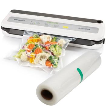 Vakuumiergerät 110W - Effektives Vakuumieren für Lebensmittel - Inkl. 4 Folienrollen Set 20x300cm & 20x500cm - Ideal für Sous-Vide & Marinieren