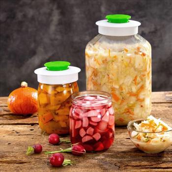 Preview: 3er-Set Fermentierglas 1 Liter - mit Entlüftungsventil für beste Fermentationsergebnisse – Konservierung für Einsteiger & Profis, gesunde Ernährung