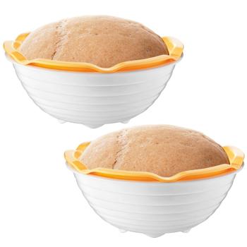 2er-Set Gärkorb mit Schale 1,5L - Optimale Teigentwicklung & Kruste - Hygienisch, spülmaschinenfest, Ø22xH9,5cm - Inkl. Backrezepten