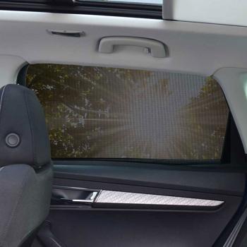 Preview: 2er-Set Sonnenschutz für Auto-Seitenscheiben - Effektiver UV-Schutz Kinder-Mitfahrer - Hitze Insektenschutz - 100x53cm universell passend