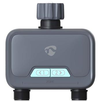 Preview: Smarter 2-Wege-Wasserverteiler mit Timer-per App & manuell steuerbar, anthrazit-grau, intelligentes Bewässerungssystem für optimale Gartenbewässerung