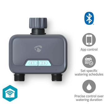 Preview: Smarter 2-Wege-Wasserverteiler mit Timer-per App & manuell steuerbar, anthrazit-grau, intelligentes Bewässerungssystem für optimale Gartenbewässerung