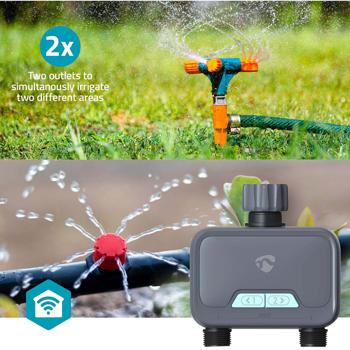 Preview: Smarter 2-Wege-Wasserverteiler mit Timer-per App & manuell steuerbar, anthrazit-grau, intelligentes Bewässerungssystem für optimale Gartenbewässerung