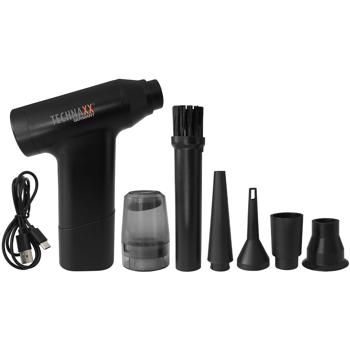 Preview: Gründliches Akku Staubgebläse (6,5 kPa, schwarz) mit Saugfunktion & 5 Düsen – für Staub, Krümel, Haare – Tiefenreinigung für jeden Bedarf