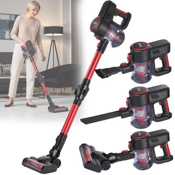 Akku-Handstaubsauger & Bodensauger 2in1 mit Elektrobürste: 18 kPa Saugkraft, beutellos, 2 Modi – Schmutz & Staub einfach verschwinden lassen