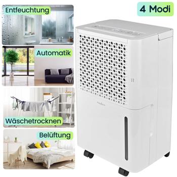 Preview: Elektrischer Luftentfeuchter mit Luftfilter, 4 Modi Entfeuchtung, Automatisch, Trockene Wäsche, Belüftung, Timer, 10l/Tag, bis 38 m²