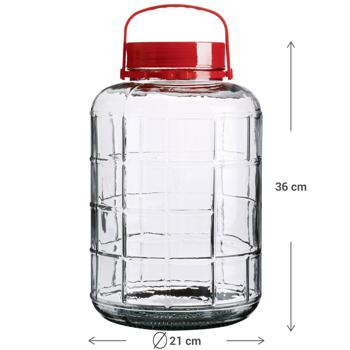 Preview: Vorratsglas mit Henkel 10 Liter - Weithalsglas zur Lebensmittelaufbewahrung - Hygienisch, mottenfrei, 2 Verschlusskappen, Glas/Kunststoff