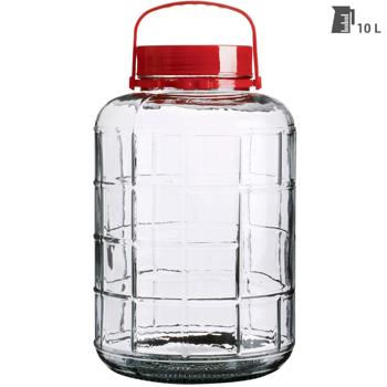 Preview: 2er-Set Vorratsglas mit Henkel - 10L Weithalsglas für sichere Lebensmittelaufbewahrung & Fermentieren von Obst/Gemüse - Ø 21x36 cm