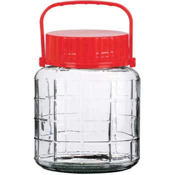 Vorratsglas mit Henkel - Weithalsglas 1 Liter, Glas & Kunststoff - Hygienische & mottenfreie Lagerung - Ideal zum Fermentieren von Obst/Gemüse, mit 2 Verschlusskappen