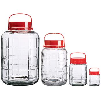 Vorratsglas Set mit Henkel, 4-teilig, Weithalsgläser, 10, 5, 3, und 1 Liter