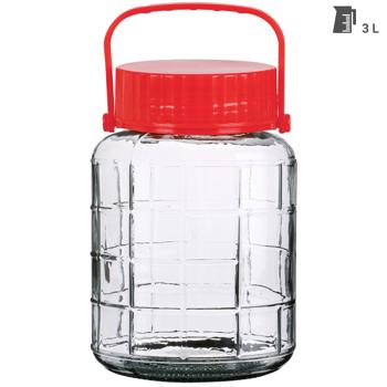 Preview: Vorratsglas Set mit Henkel, 4-teilig, Weithalsgläser, 10, 5, 3, und 1 Liter