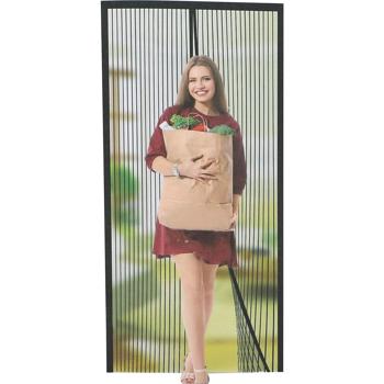 Fliegennetz-Türvorhang mit Magnetverschluss, 210x90cm, schwarz-transparent – Schutz vor Fliegen, Mücken & Wespen, einfache Montage ohne Bohren