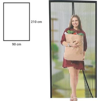 Preview: Fliegennetz-Türvorhang mit Magnetverschluss, 210x90cm, schwarz-transparent – Schutz vor Fliegen, Mücken & Wespen, einfache Montage ohne Bohren